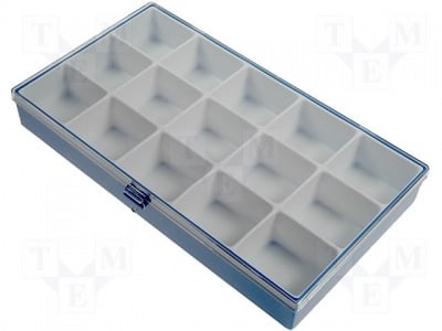Кутия за елементи V9-19V Куфар: кутия с прегради; 295x175x42mm; Оборудване:15 прегради